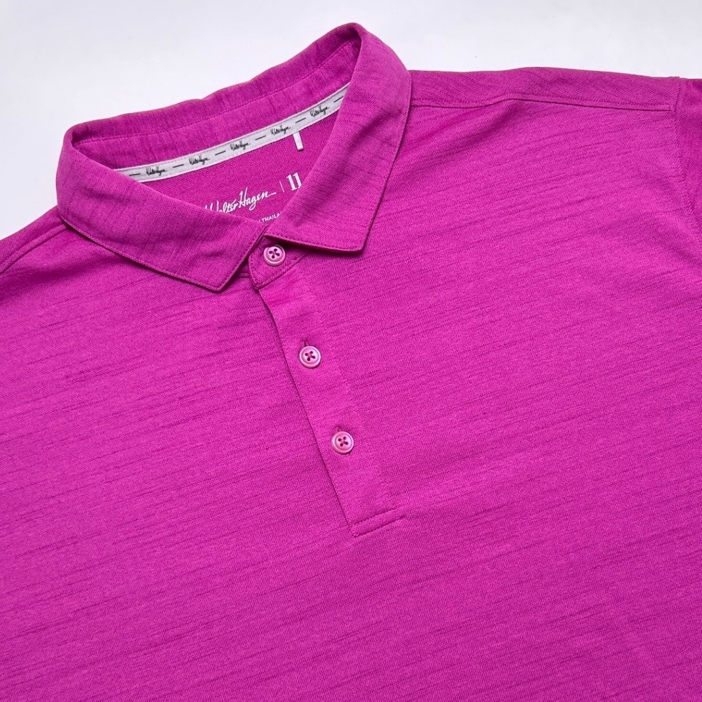 Walter Hagen Mens Slub Knit Short Sleeve Golf Polo Shirt Size XXL Magenta Purple